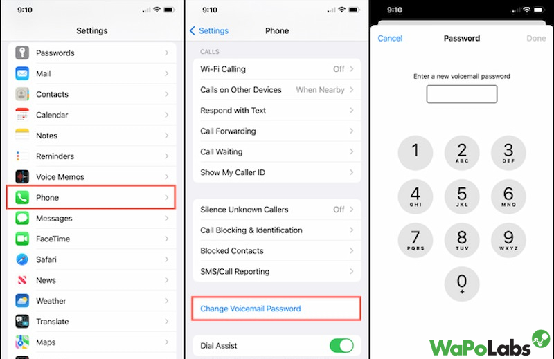 Set up voicemail password on iPhone 13
