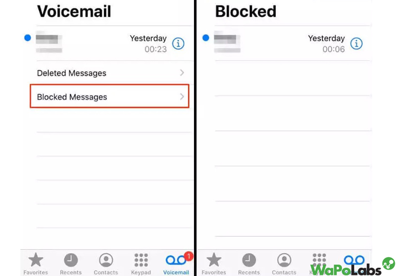 How to see voicemail from blocked numbers