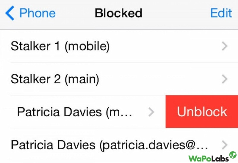 Remove contact from block list for iPhone