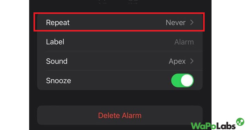 iPhone alarm not going off because it's not on repeat