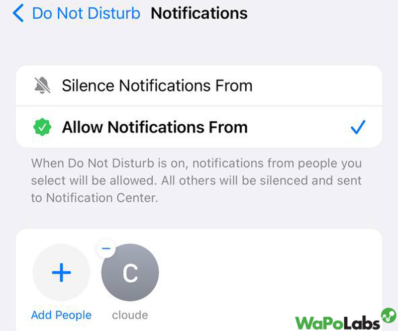 Unblock someone on your iPhone from do not disturb